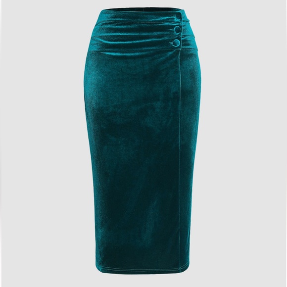 Cider Skirts Solid Velvet Bodycon Midi Skirt Poshmark